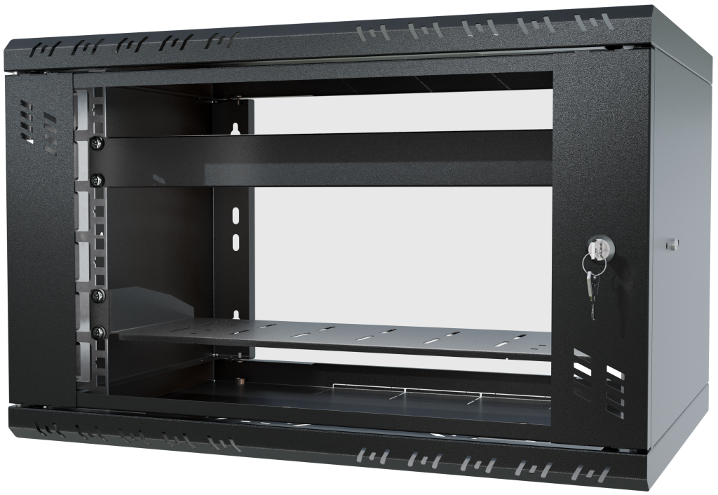 6U 19" Wall Mounted Rack Cabinet SET - Shelf & Masking Plate