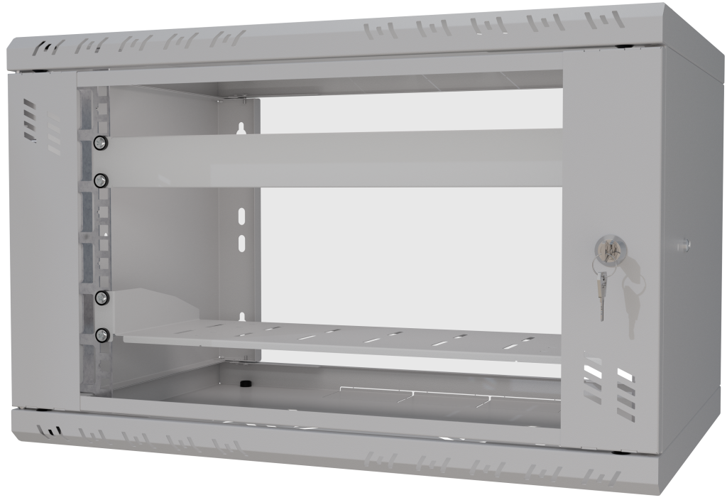 6U 19" Wall Mounted Rack Cabinet SET - Shelf & Masking Plate