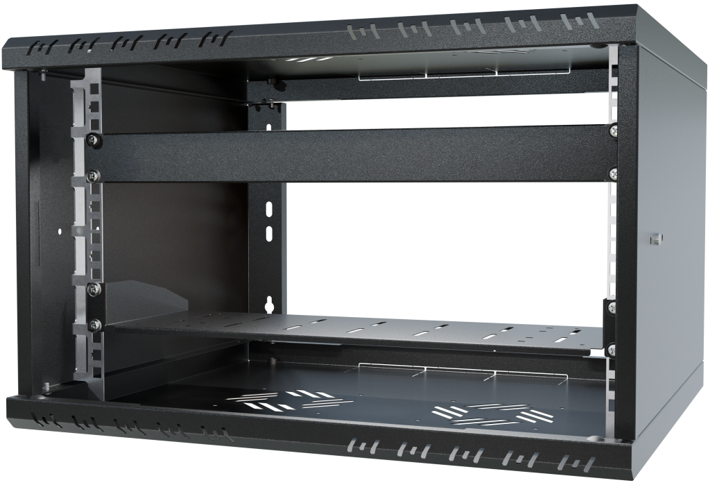 6U 19" Wall Mounted Rack Cabinet SET - Shelf & Masking Plate