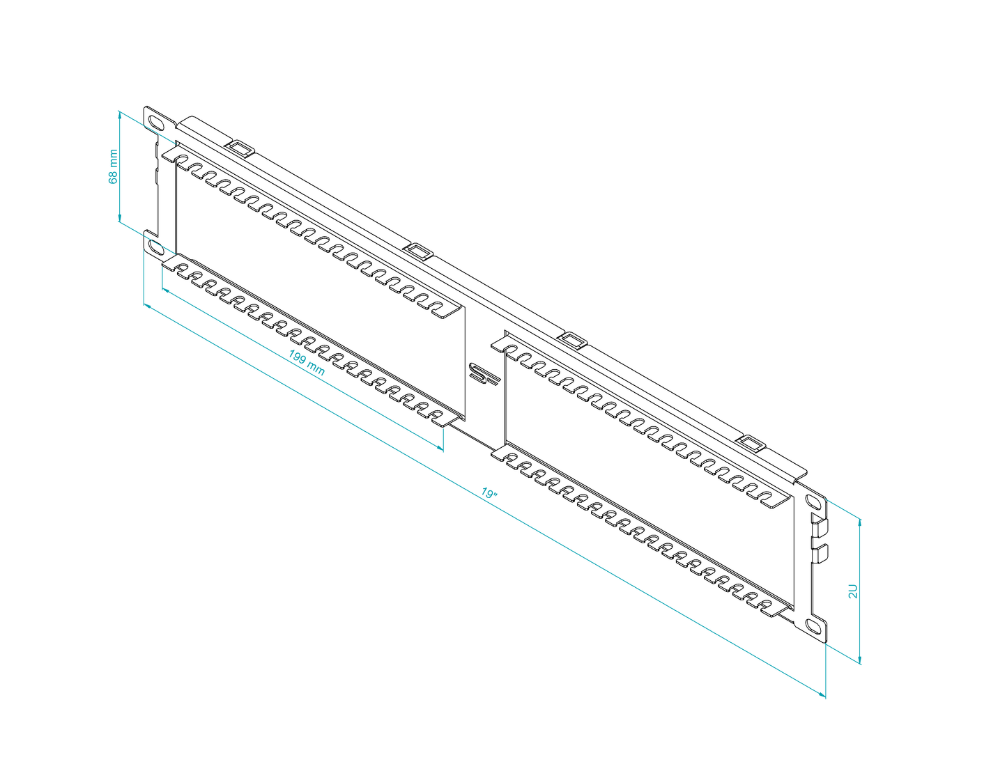 19" RACK Mount Brush Plate with Build-in Cable Organiser