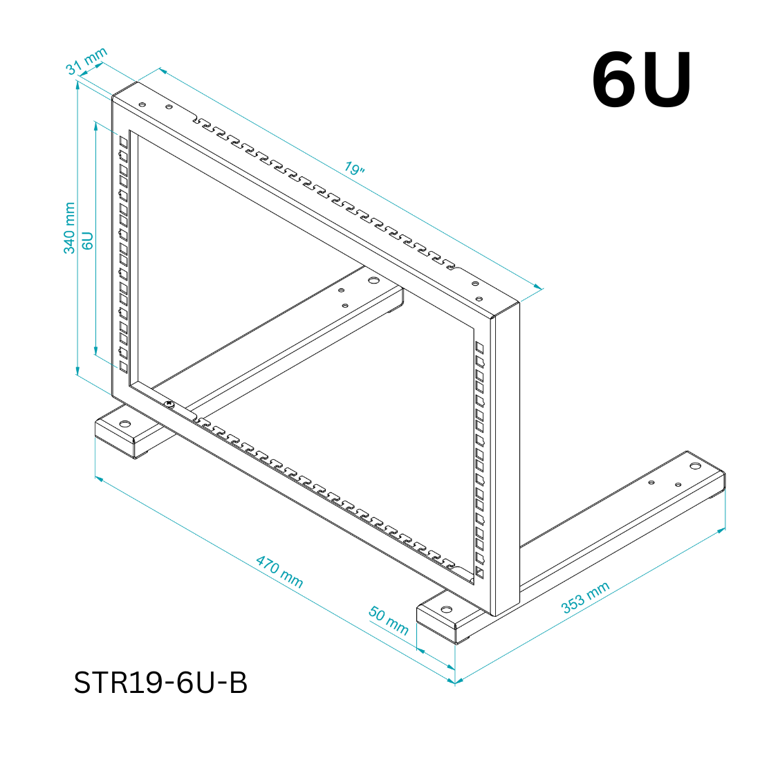 2U–6U 19" Rack Mount Desktop Stand – Open Frame Rack