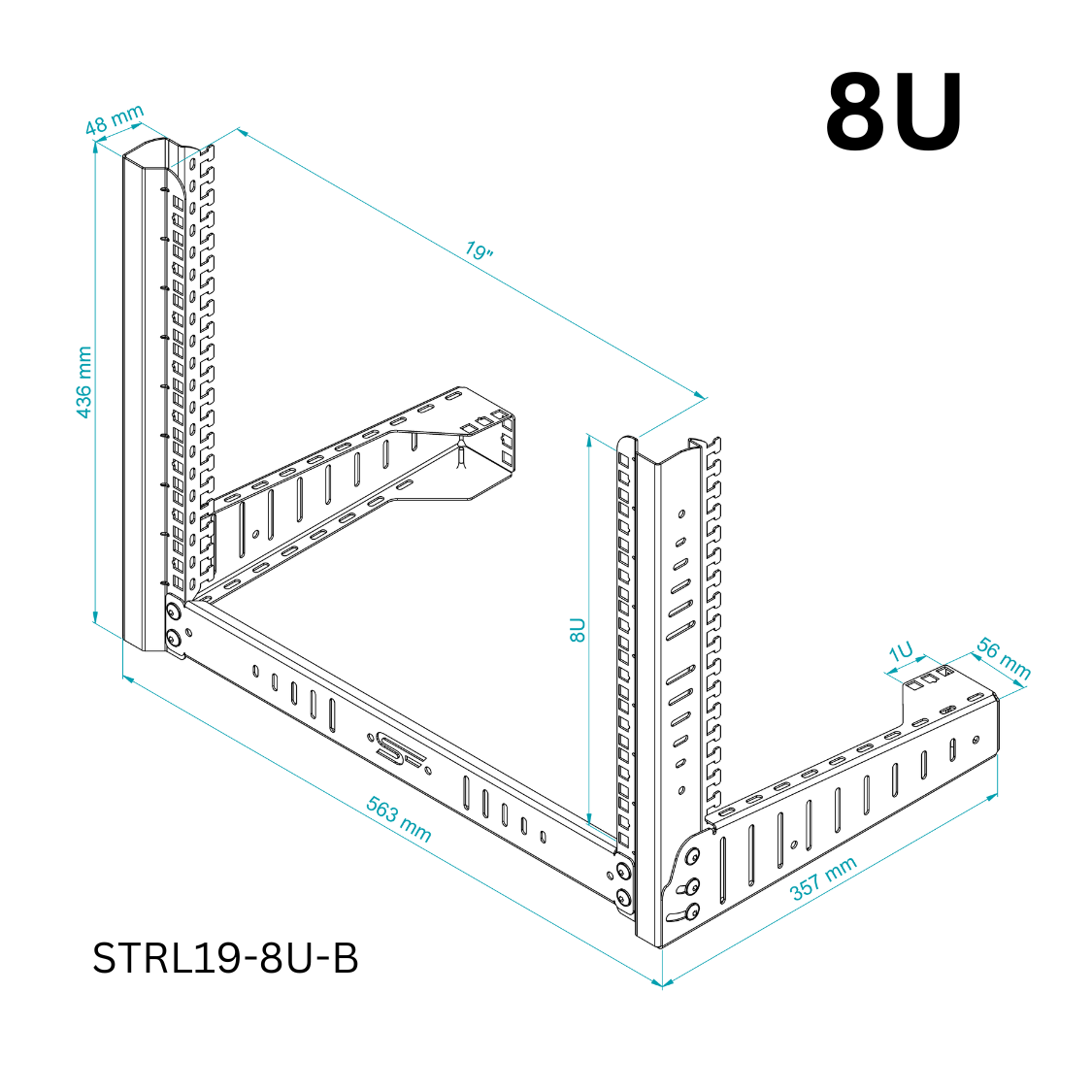 6U–12U L-Shape Open Rack Mount Stand – 19" Frame