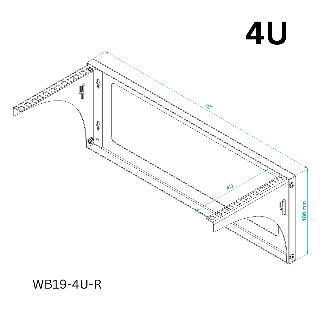 1U-4U Wall or Desk Mount Bracket – 10"/19"