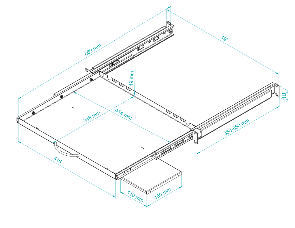 19" Keyboard & Mouse Rack Shelves