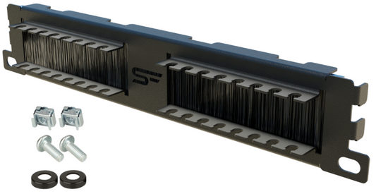 19" RACK Mount Brush Plate with Build-in Cable Organiser