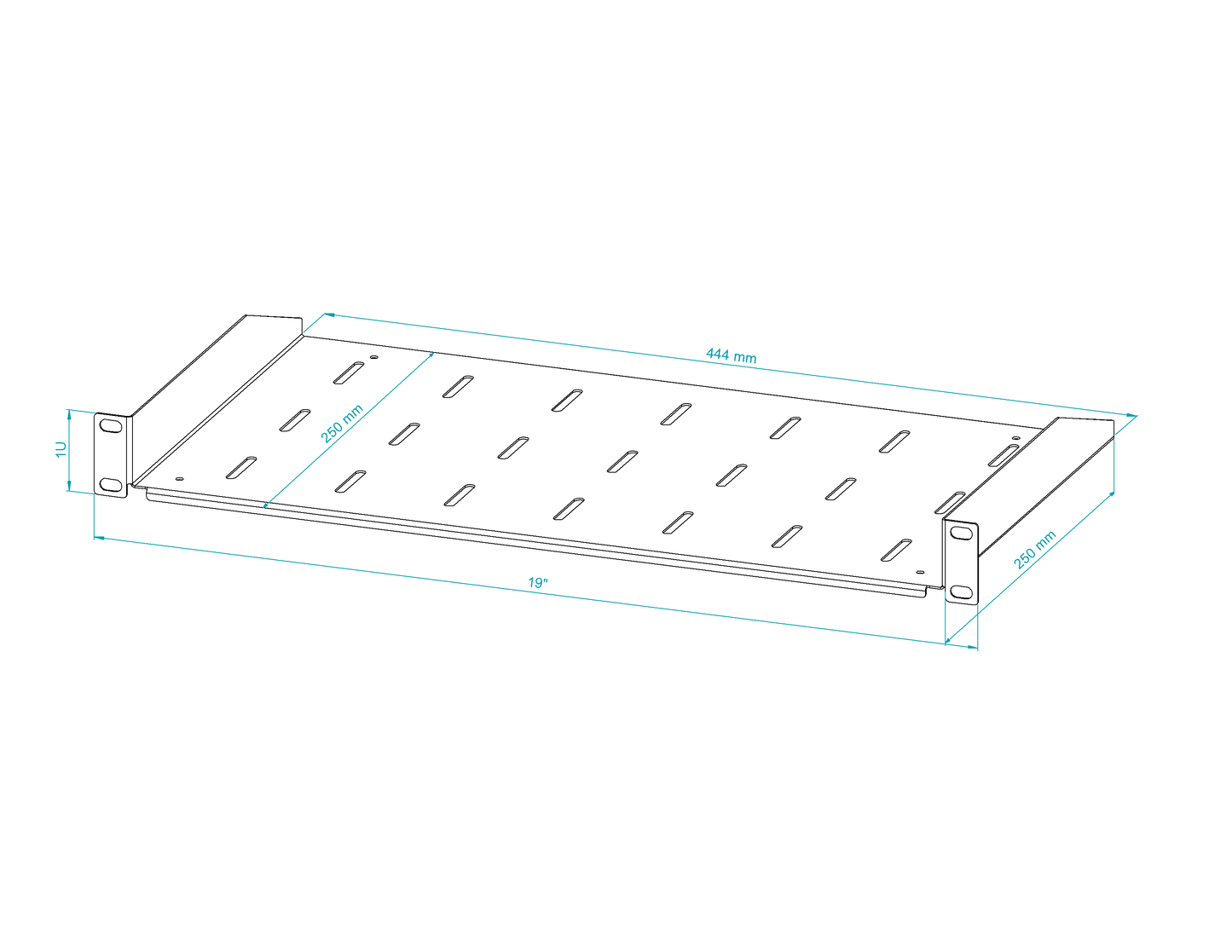 19" Fixed Cantilever Rack Shelves