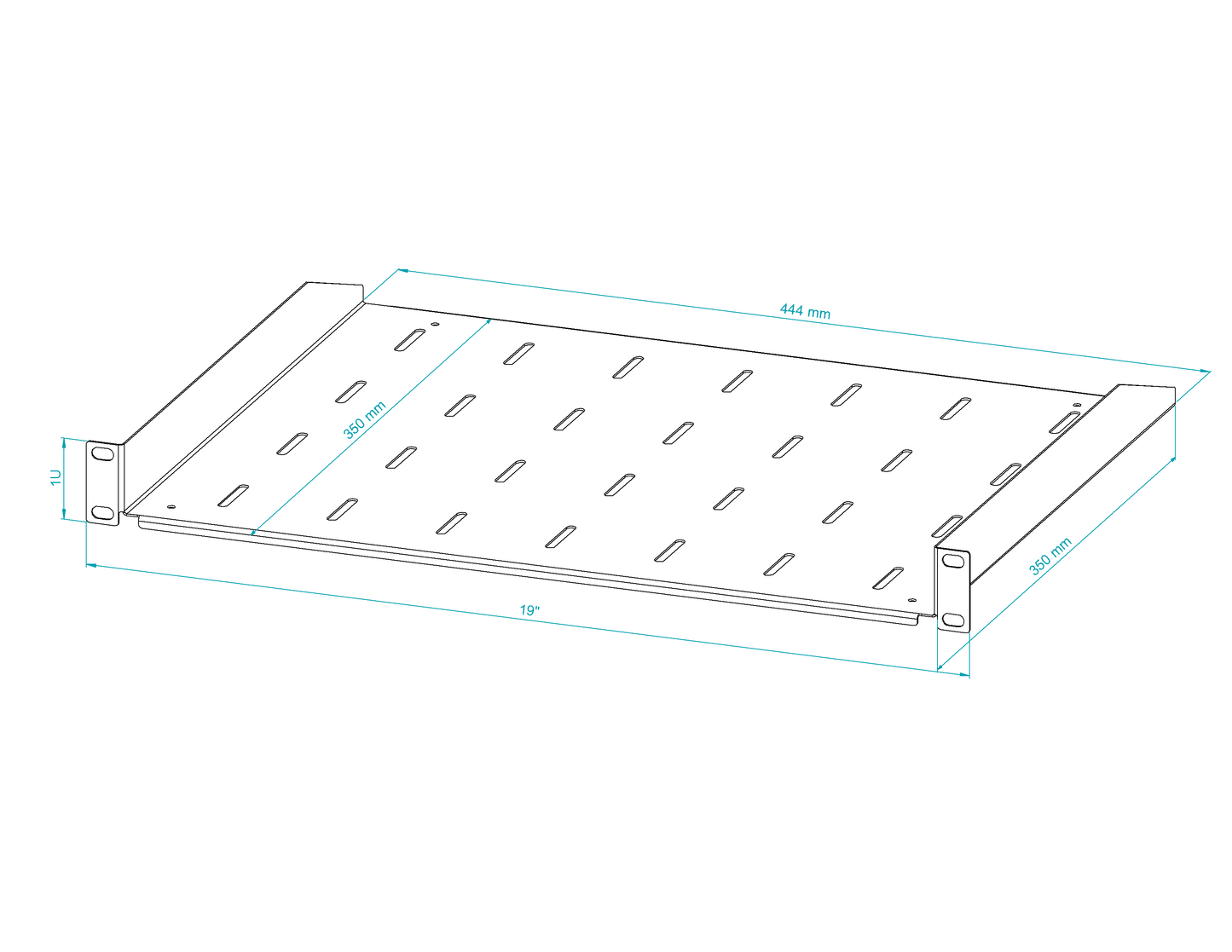 19" Fixed Cantilever Rack Shelves