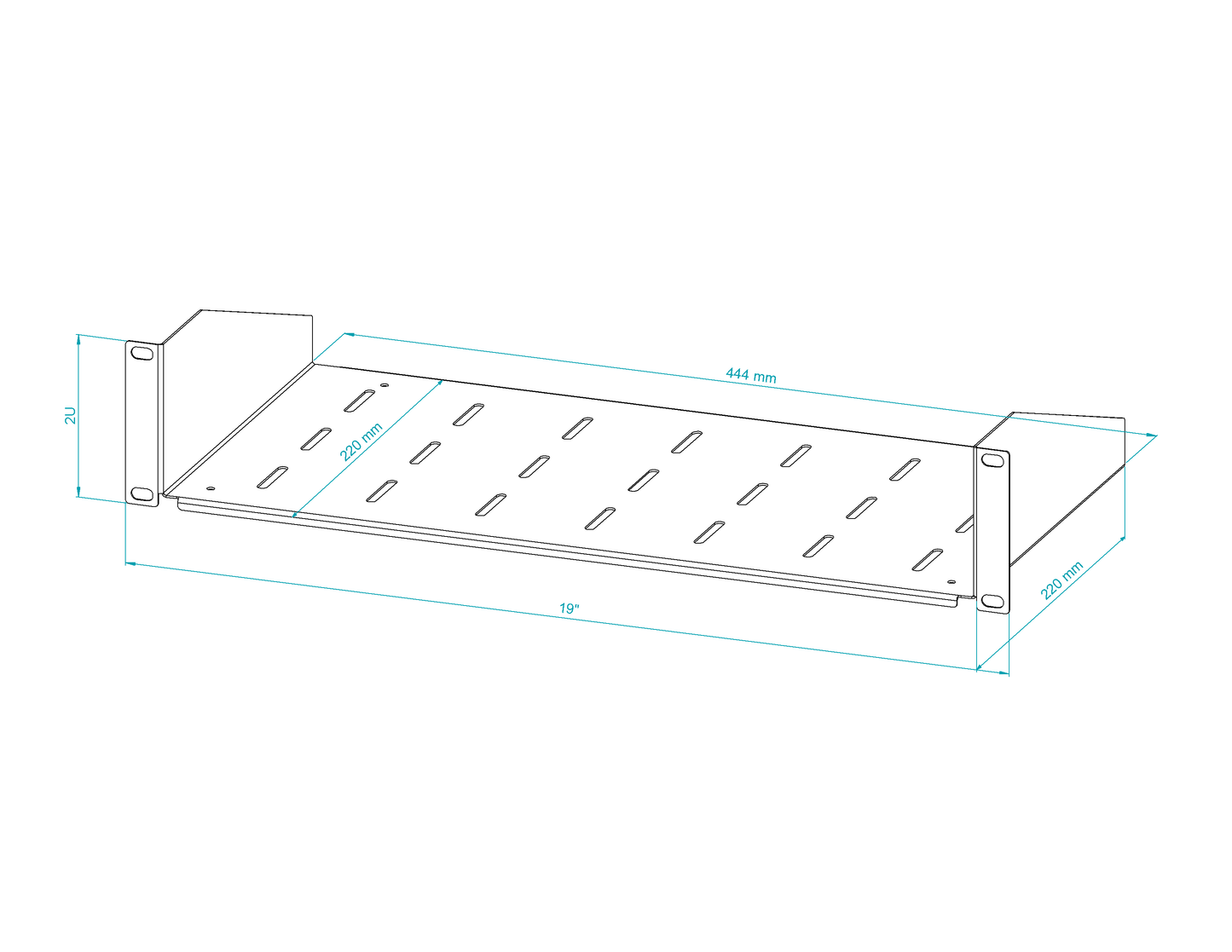 19" Fixed Cantilever Rack Shelves