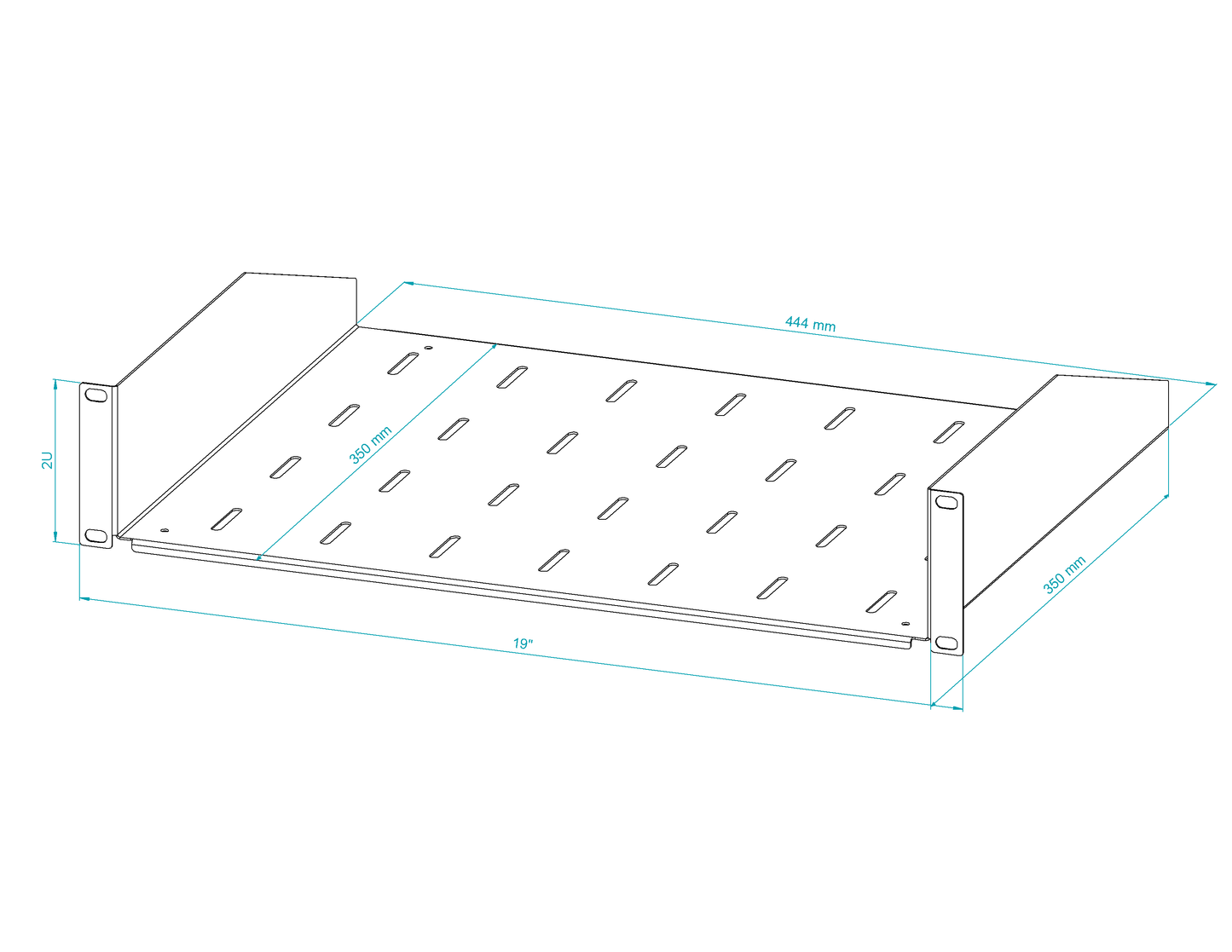 19" Fixed Cantilever Rack Shelves