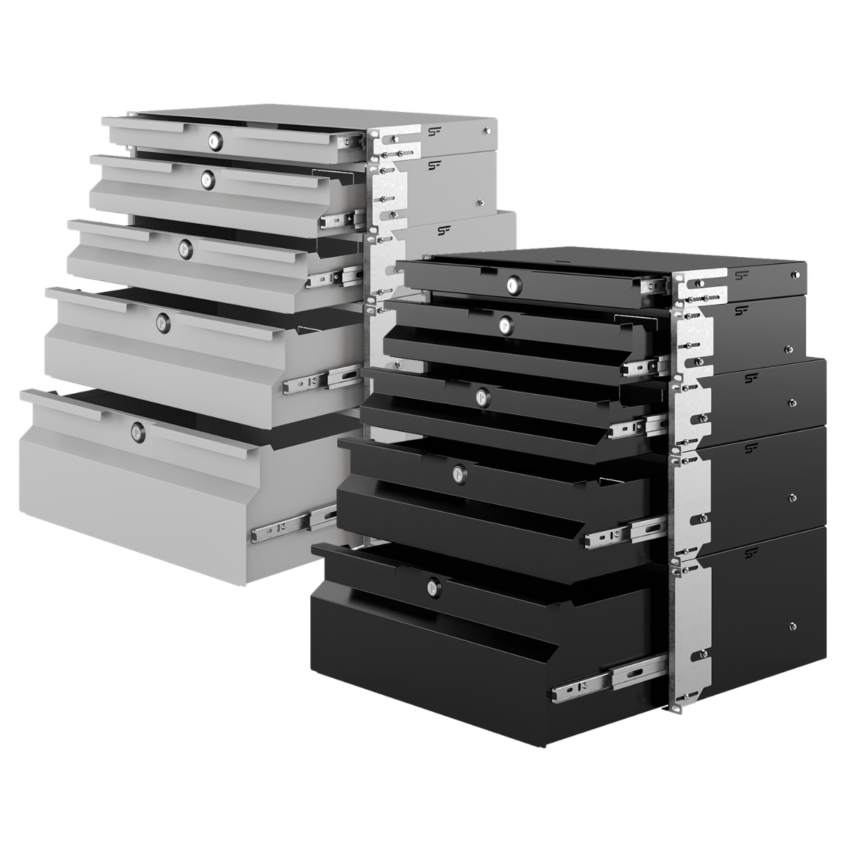 19" Rack Mount Drawers 1U/4U Black/Grey