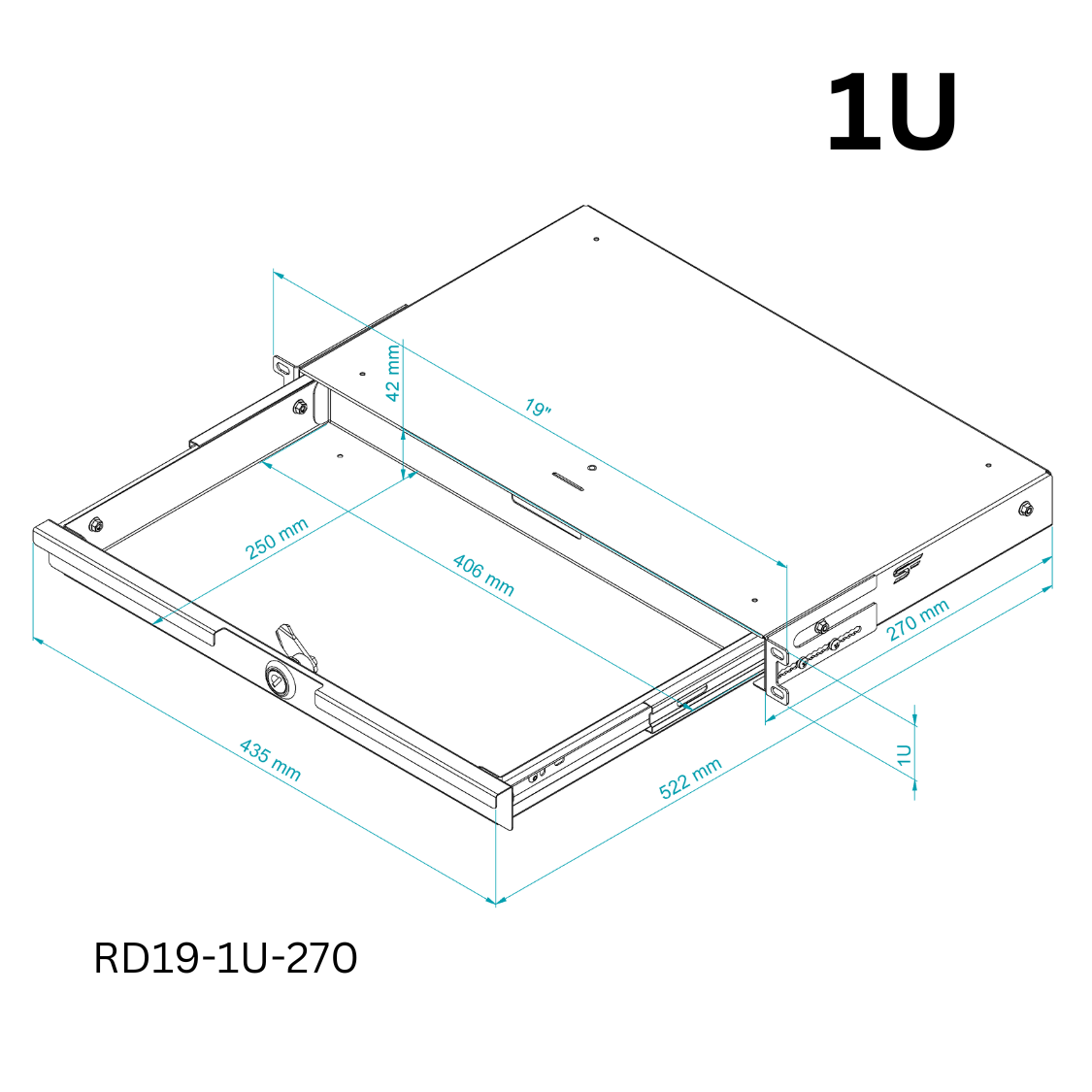 19" Rack Mount Drawers 1U/4U Black/Grey