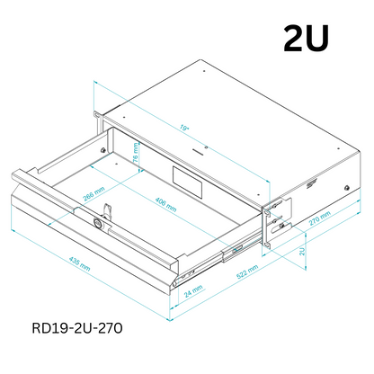 19" Rack Mount Drawers 1U/4U Black/Grey