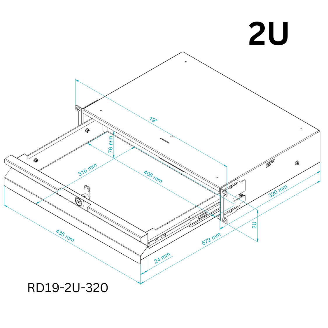 19" Rack Mount Drawers 1U/4U Black/Grey