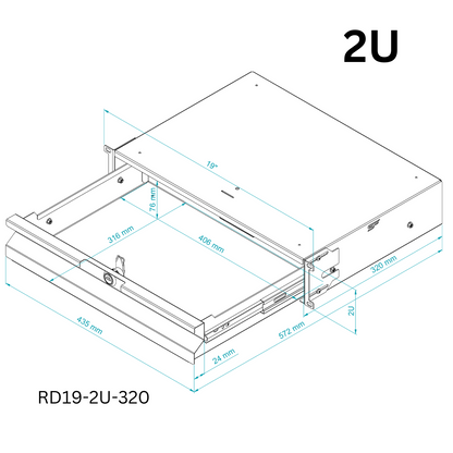 19" Rack Mount Drawers 1U/4U Black/Grey