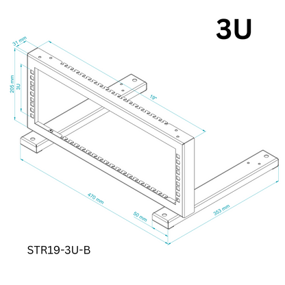 19" 2U-6U RACK Mount Desktop Stand Open Front Frame