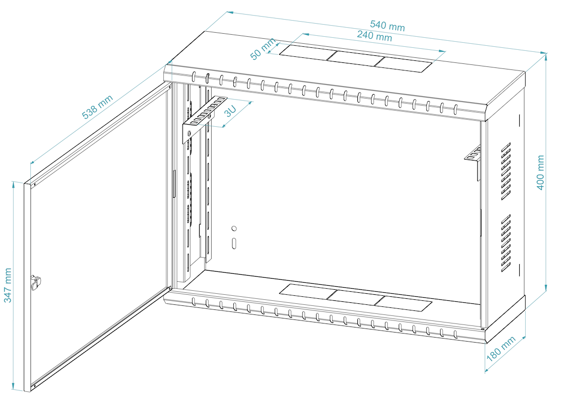 19" Vertical Wall Mount Rack Enclosure