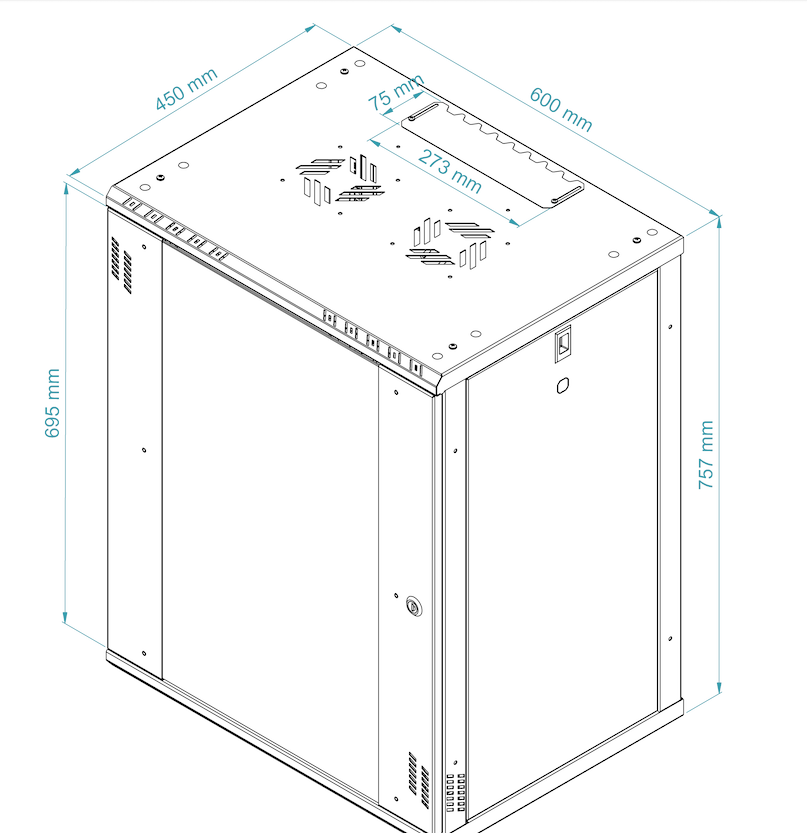 15U 19" Wall Mount Network Cabinet – 450mm Glass Door