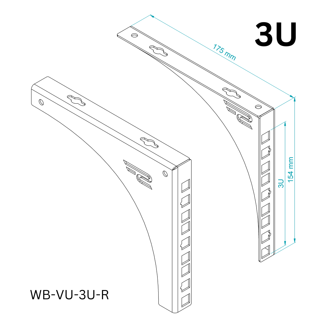 1U Wall or Desk Mount Bracket – 10"/19"